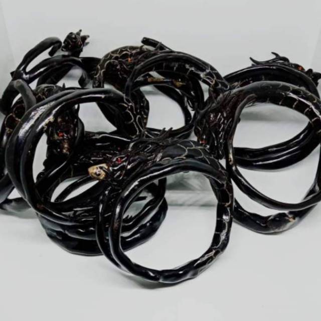  Gelang  AKAR  BAHAR HITAM  ORIGINAL UKIR NAGA EKOR CABANG 