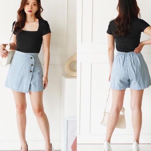 Jual SKORT DENIM -Non Stretch ( tersedia 2 warna light Blue dan Dark ...