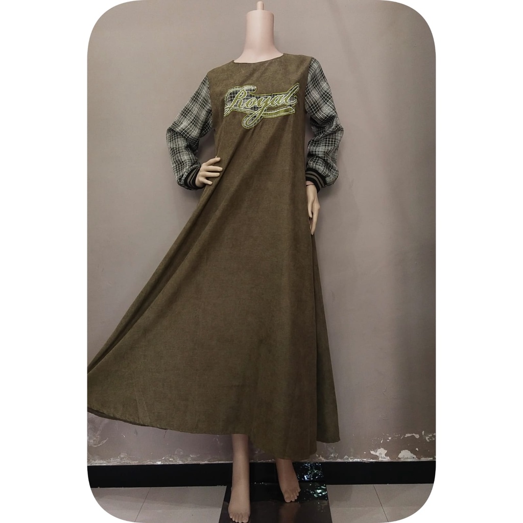 Gamis polos warna army size dewasa