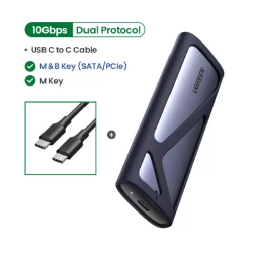 Ugreen Case SSD M.2 combo Dual Protocol NVME 10Gbps Sata to USB Harddisk HDD - 90264 M-KEY10gb
