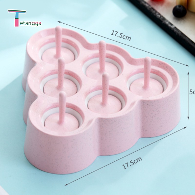 Cetakan Eskrim 6 Slot Es Loli DIY Beserta Lucu Es Batu Bulat Bola Ice Ball Maker Silicone