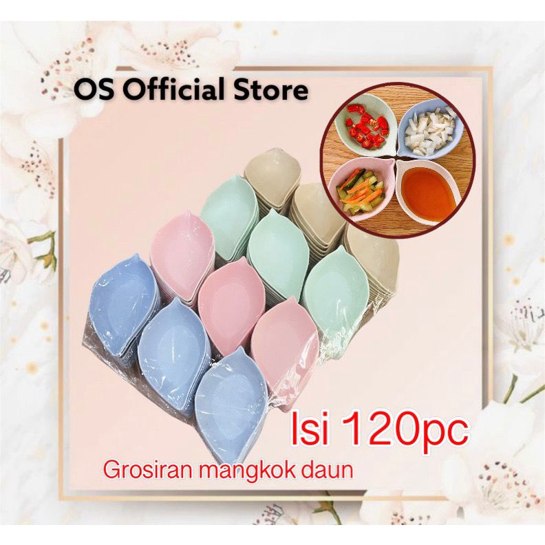 OS 120pc GROSIR MANGKOK DAUN TEMPAT SAMBAL KECAP HIGH QUALITY