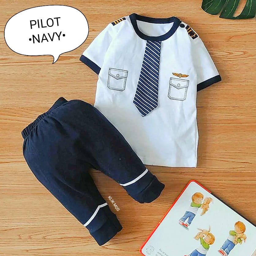 Klik Mds Setelan Baju Anak Bayi Laki-laki Pilot 1 Ukuran Usia 0-9 Bulan