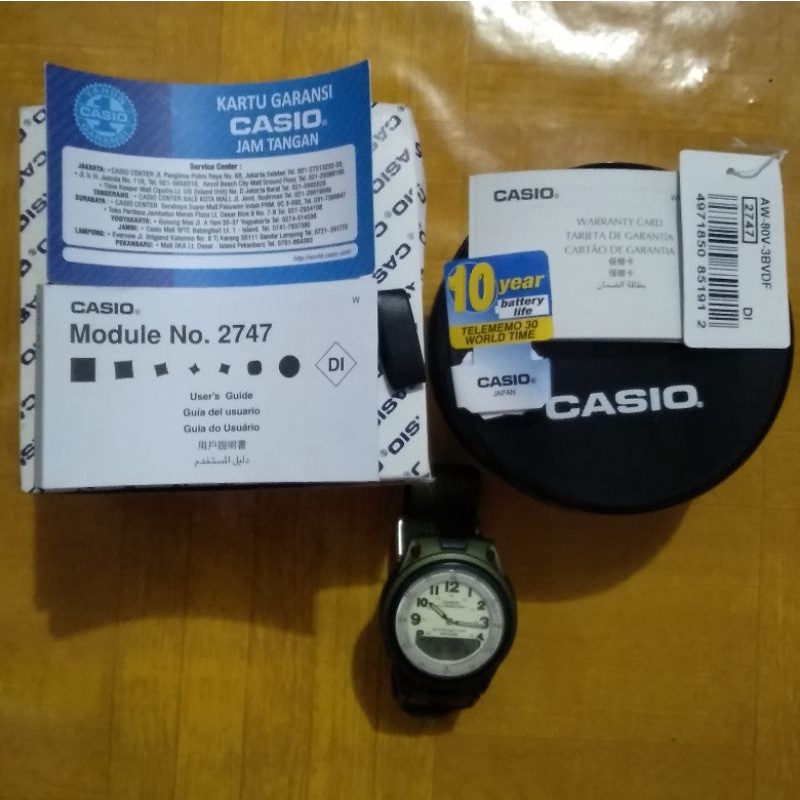 casio AW-80 green army second