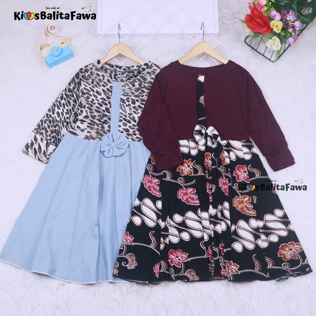 Dress Valencia uk 7-8 Tahun / Dres Baju Anak Perempuan Lengan Panjang Motif Adem Fashion Kids