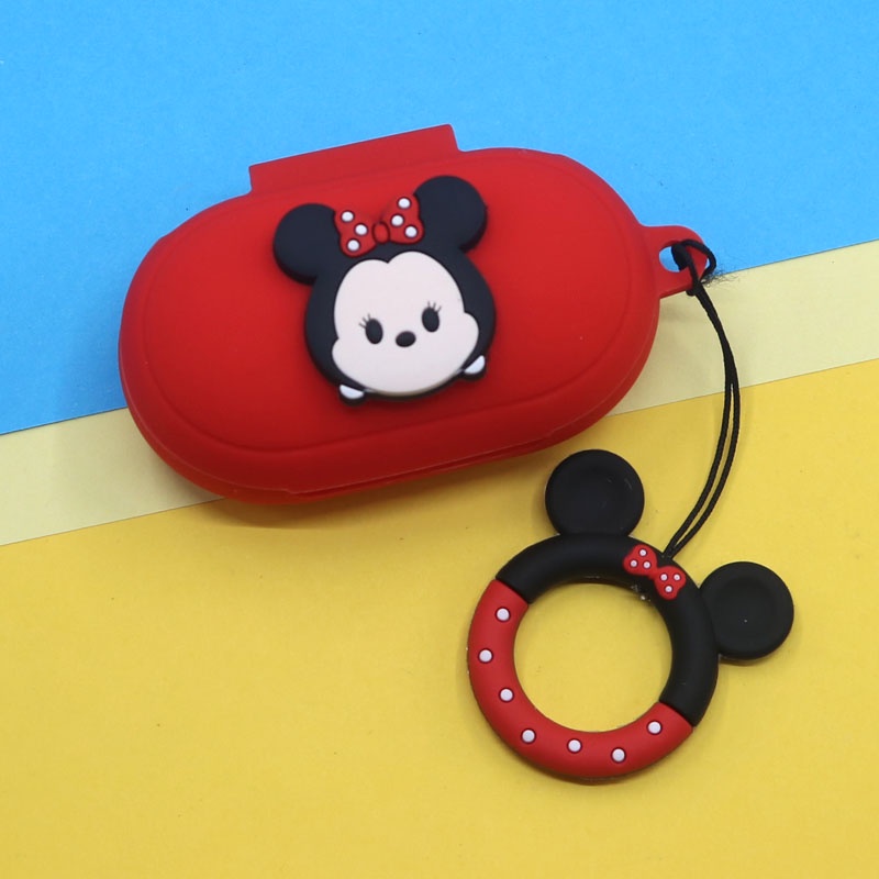 Casing Silikon Motif Kartun + Strap Jari Untuk Earphone Wireless Bluetooth Samsung Galaxy Buds / Buds