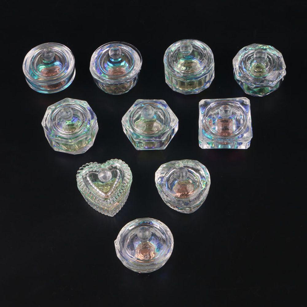 Mxbeauty Nail Art Dappen Dish Beauty 1PC Brush Washing Cup Color Mixing Nail Art Alat Gelas Dengan Tutup Acrylic Powder Bowl