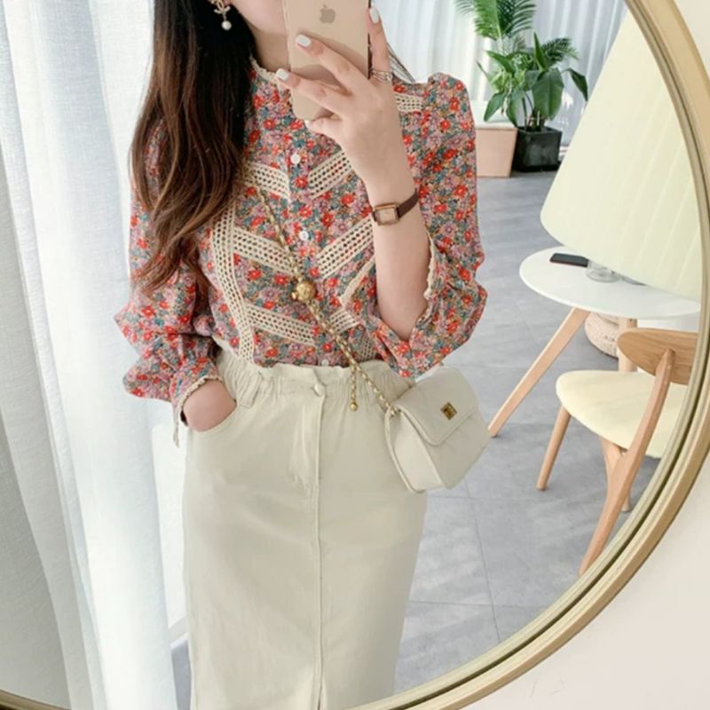 MDLV ~ 2081 ERNESTA FLORAL SHIRT BLOUSE KOREA TERBARU ATASAN IMPORT BLOUSE PREMIUM FASHION IMPORT