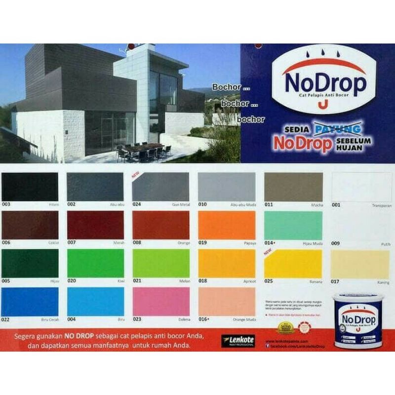 CAT NO DROP PELAPIS ANTI BOCOR NO 004 BIRU KEMASAN 4 KG CAT WATERPROFING NO 1 DI INDONESIA