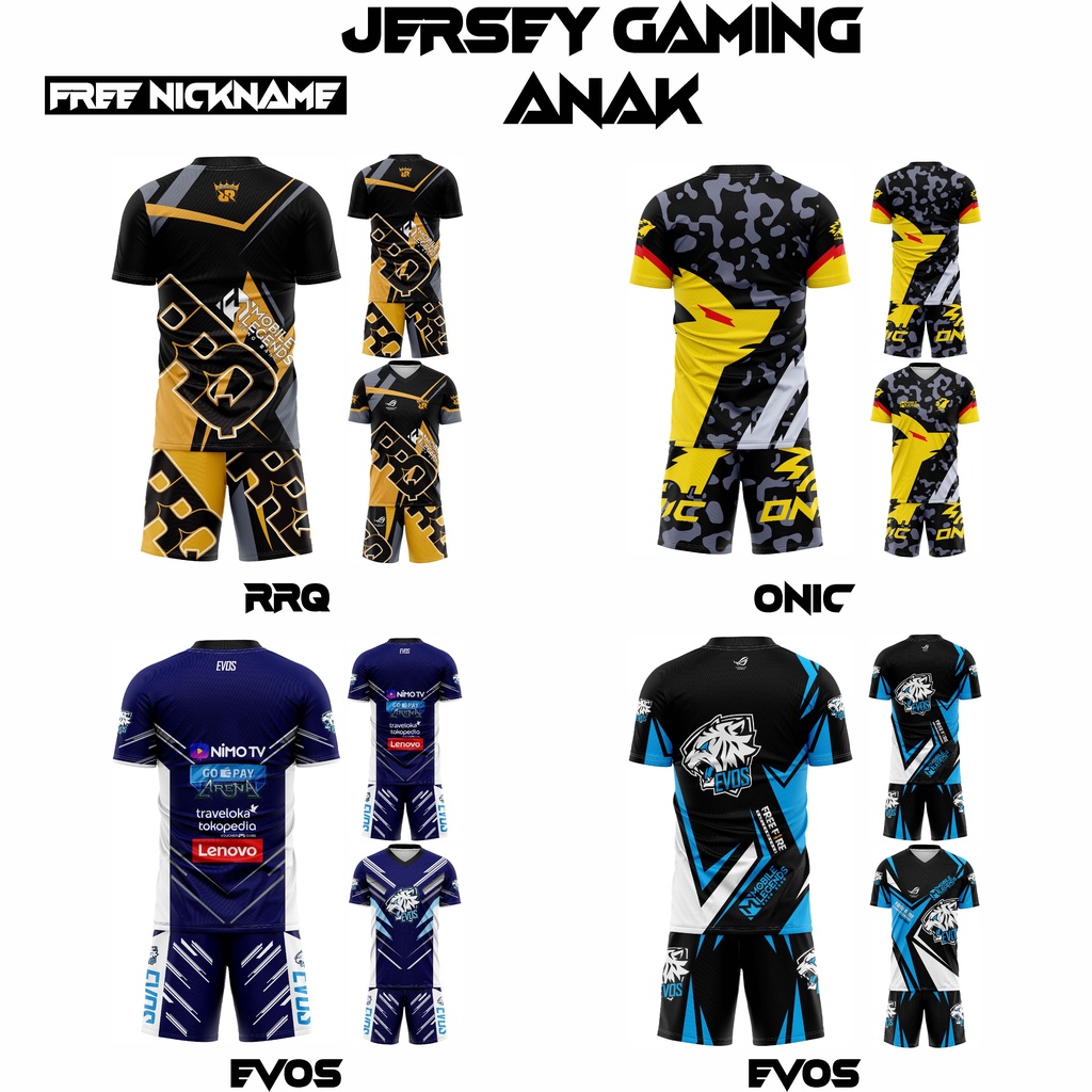JERSEY BAJU GAMING FREE FIRE EVOS/BAJU KAOS EVOS RRQ SETELAN JERSEY