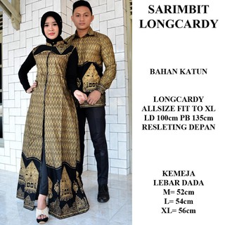  BATIK  COUPLE SARIMBIT  LONGCARDY KEMEJA WAYANG GOLD PRIA 