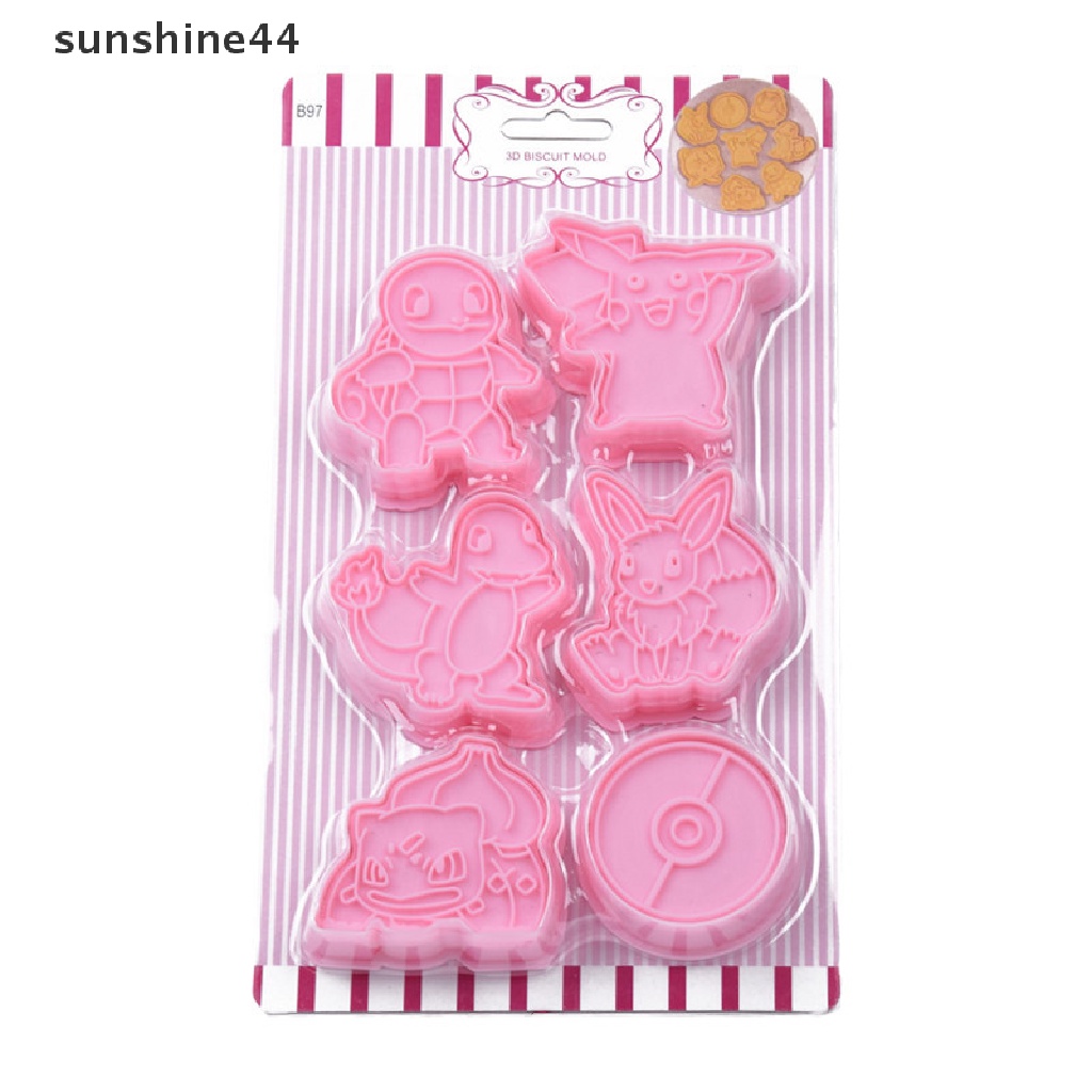 Sunshine 6PCS Cetakan Resin / Polymer Clay DIY Bentuk Pokemon Bahan Silikon