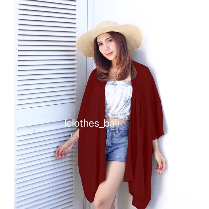CARDIGAN PANTAI POLOS C002-Maroon