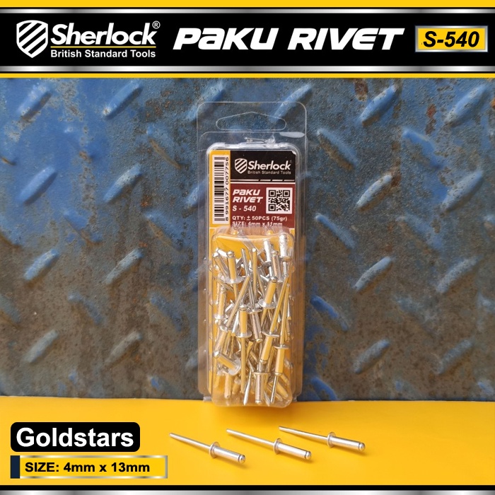 Paku Rivet Sherlock S - 550 size 4 mm x 13 mm ( isi +/- 25 pcs )