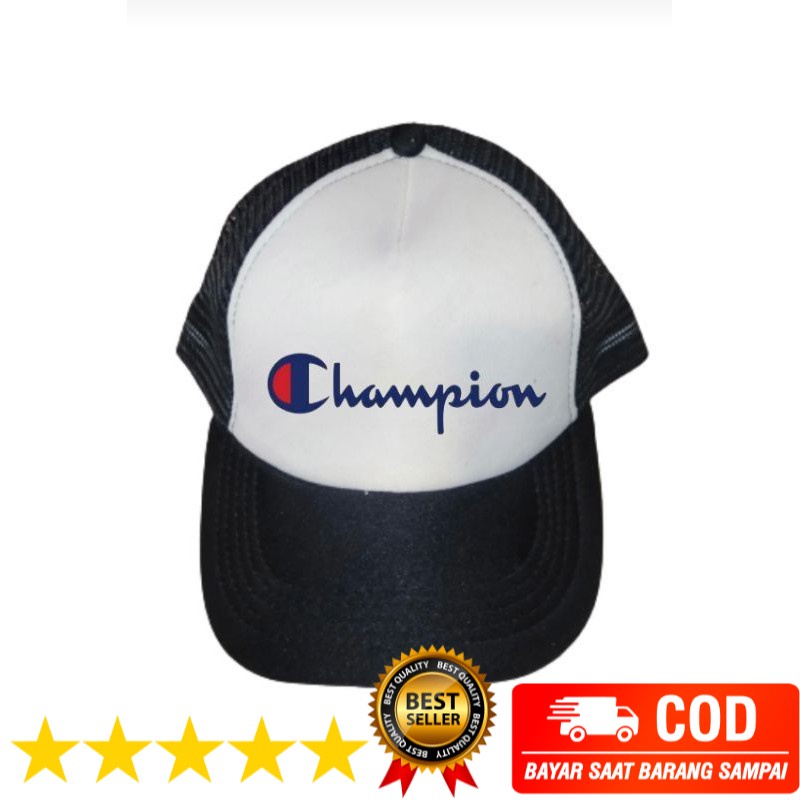 TOPI TRUCKER JARING SABLON - TOPI TRACKER JARING PRIA DAN ANAK SABLON CHAMPION