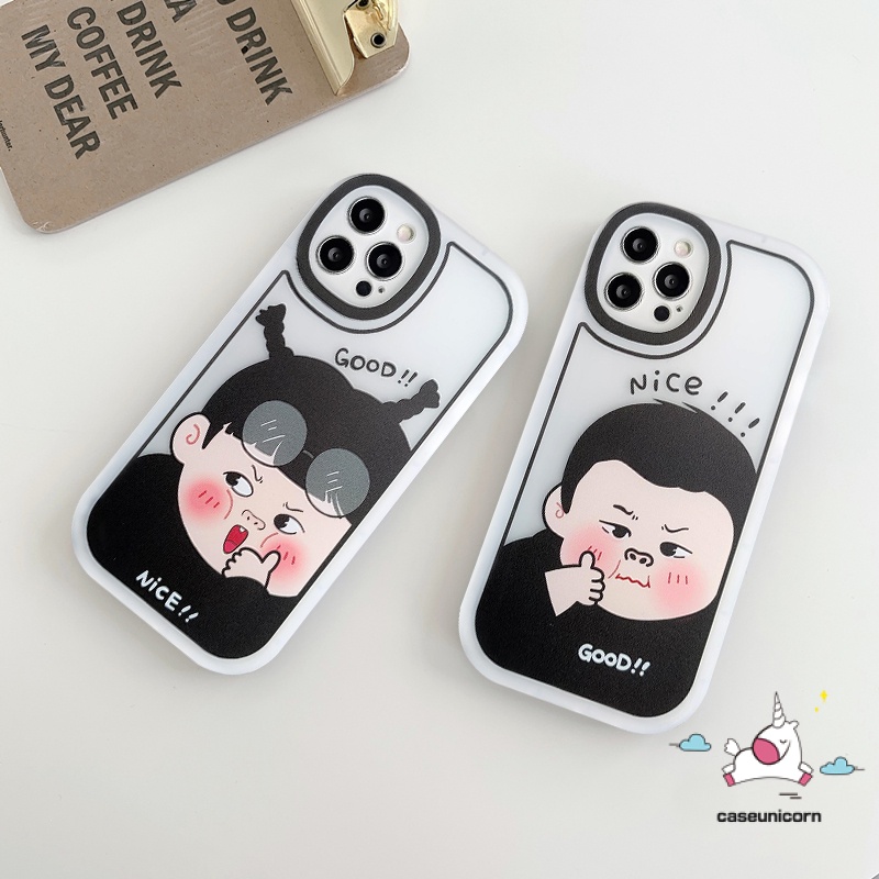 IPHONE Couple Soft Tpu Phone Case Kompatibel Untuk Iphone14 13 12 11 Pro Max 6s 6plus X XR XS Max Se2020 8 7 Plus Kartun Lucu Cowok Cewek Shockproof Case Cover