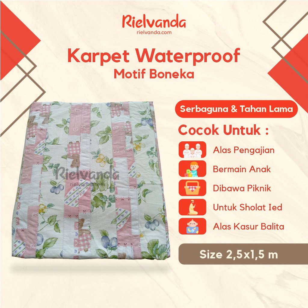 Karpet Waterproof Motif Boneka Lipat Alas Anti Air Plastik Kamar Mandi Dapur Kitchen Aesthetic Estet