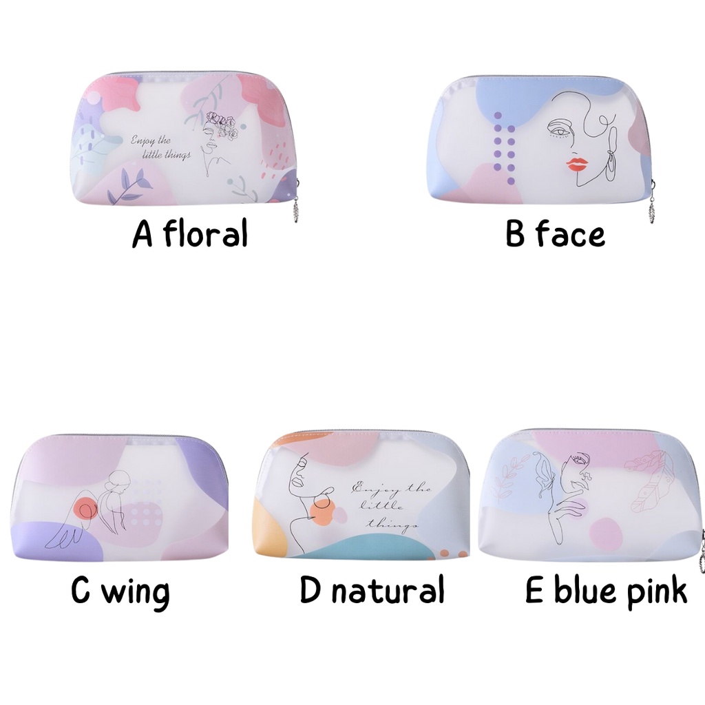 POUCH TRAVEL / TAS KOSMETIK Transparan Make Up Sabun Alat Mandi Sisir Ikat Rambut Cantik Waterproof Korea Bahan Premium