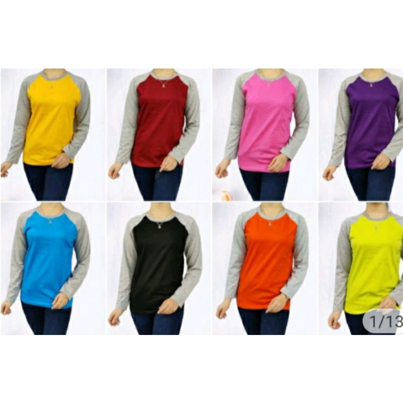 kaos raglan cewek.polos pajang.ukuran.m l xl xxl
