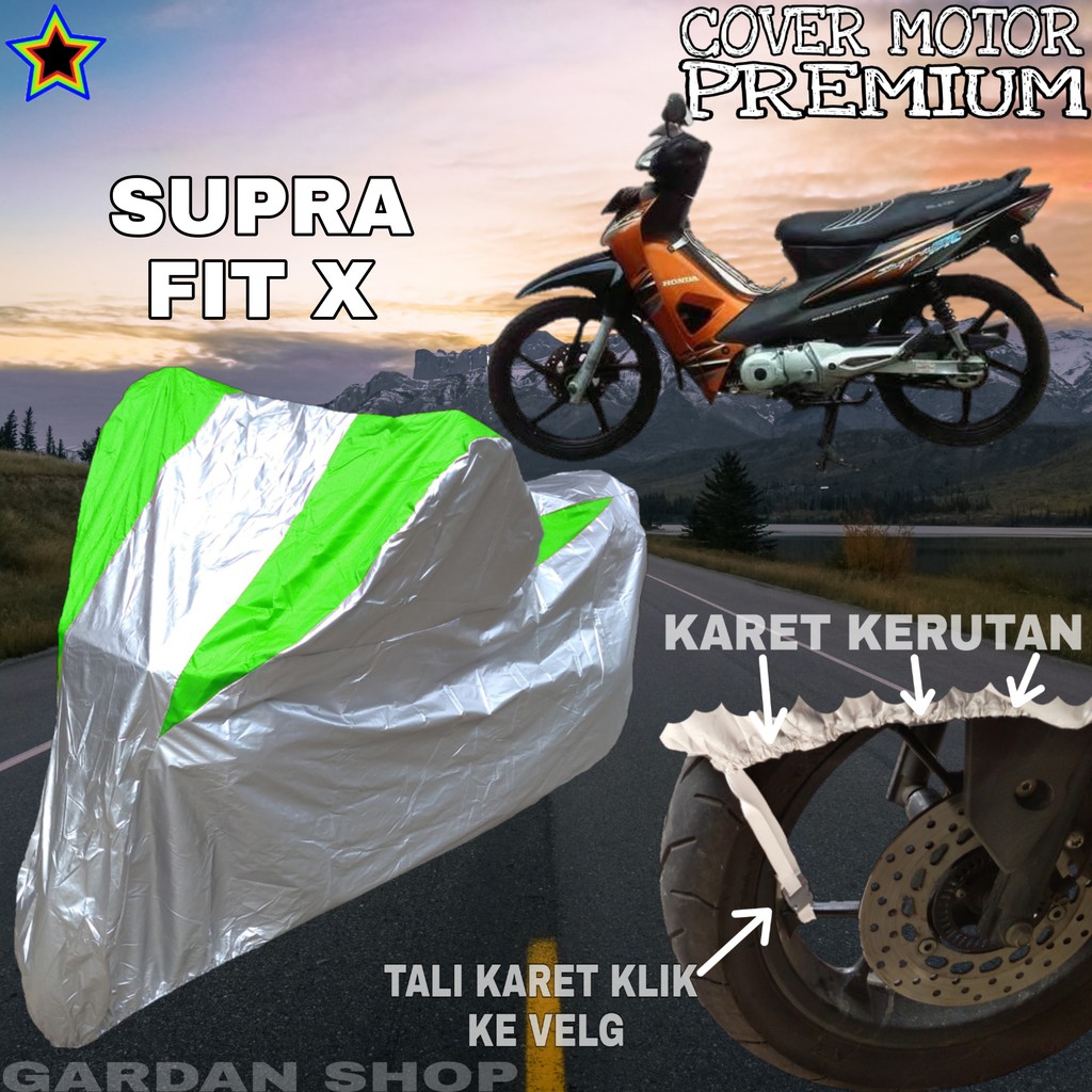 Sarung Motor SUPRA FIT X Silver HIJAU Body Cover Penutup Pelindung Motor Supra PREMIUM