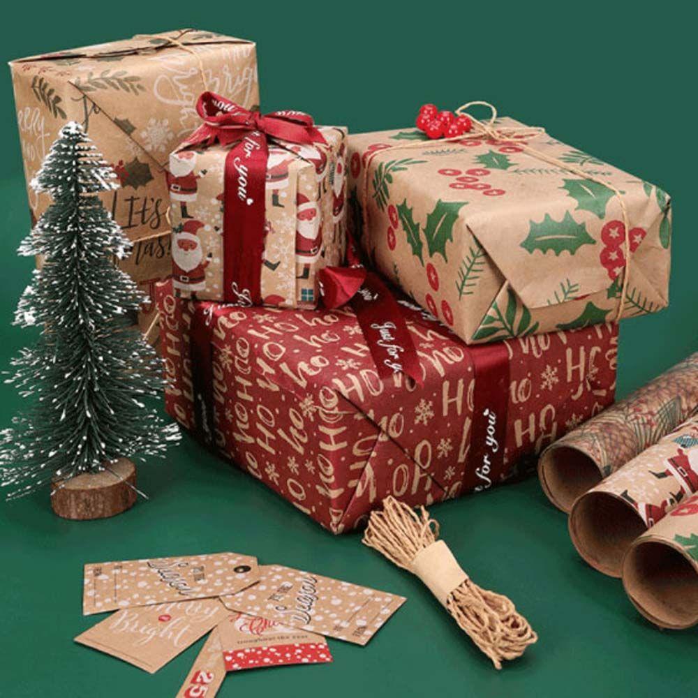 [Elegan] Kertas Pembungkus Hadiah Kerajinan DIY Santa Claus Kraft Paper Xmas Tree Perlengkapan Pesta