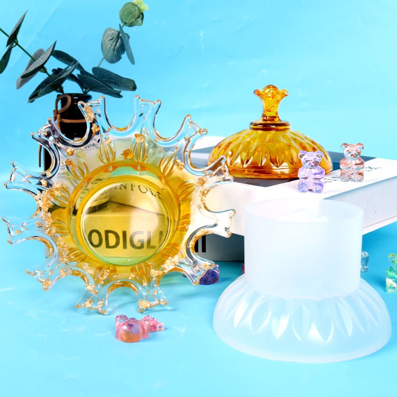 SIY  Crown Storage Box with Lid Jewelry Holder UV Crystal Epoxy Silicone Resin Mold