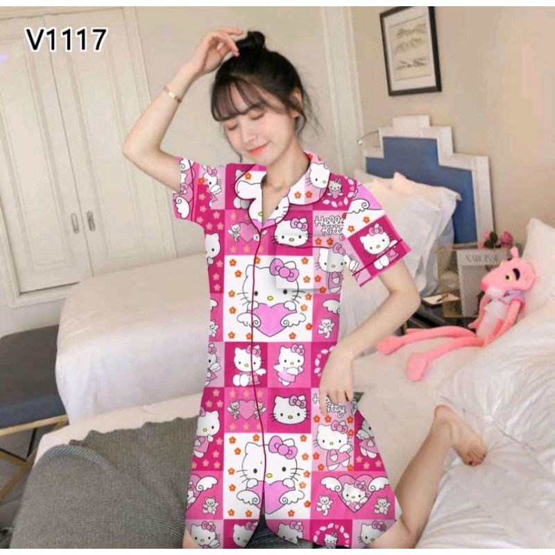 (Bisa COD) PROMO!! Daster Piyama Wanita Motif Karakter Bahan Katun