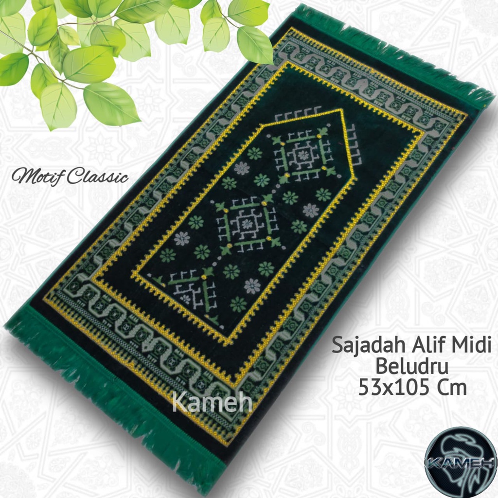 Sajadah Alif Midi 53x105Cm Beludru Premium Motif Classic