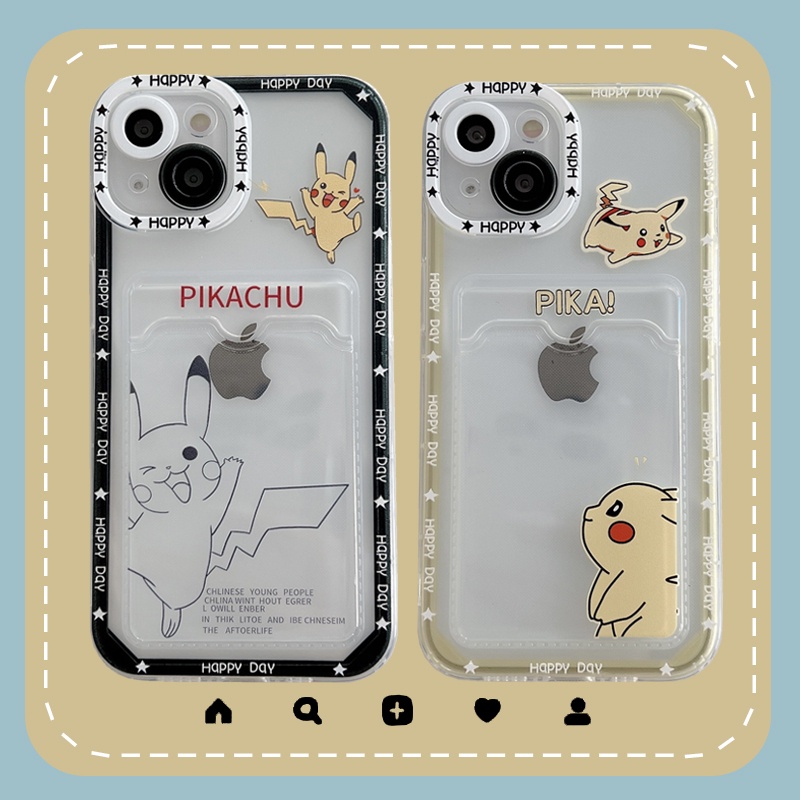 Soft Case Pelindung Transparan Motif Kartun Pikachu Untuk iPhone 12 13 Pro MAX 11 X XR XS MAX 7 8 Plus