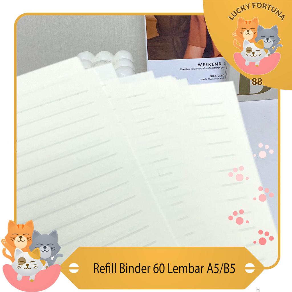 

[Luckyfortuna88] Reffill Binder 60 Lembar ukuran a5 b5 Refill binder plastik Refill binder transparan Refill binder kertas Refill binder 2 ring Refill ring binder Refill kancing binder