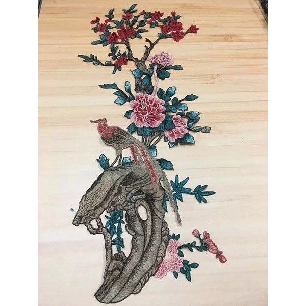 Aplikasi Bordir Burung, Applique Embroidery Flower Bird Motif  Sew on Patches for Clothing Patches