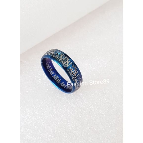 Cincin Titanium Tauhid biru hitam gold antikarat cincin Titanium impor