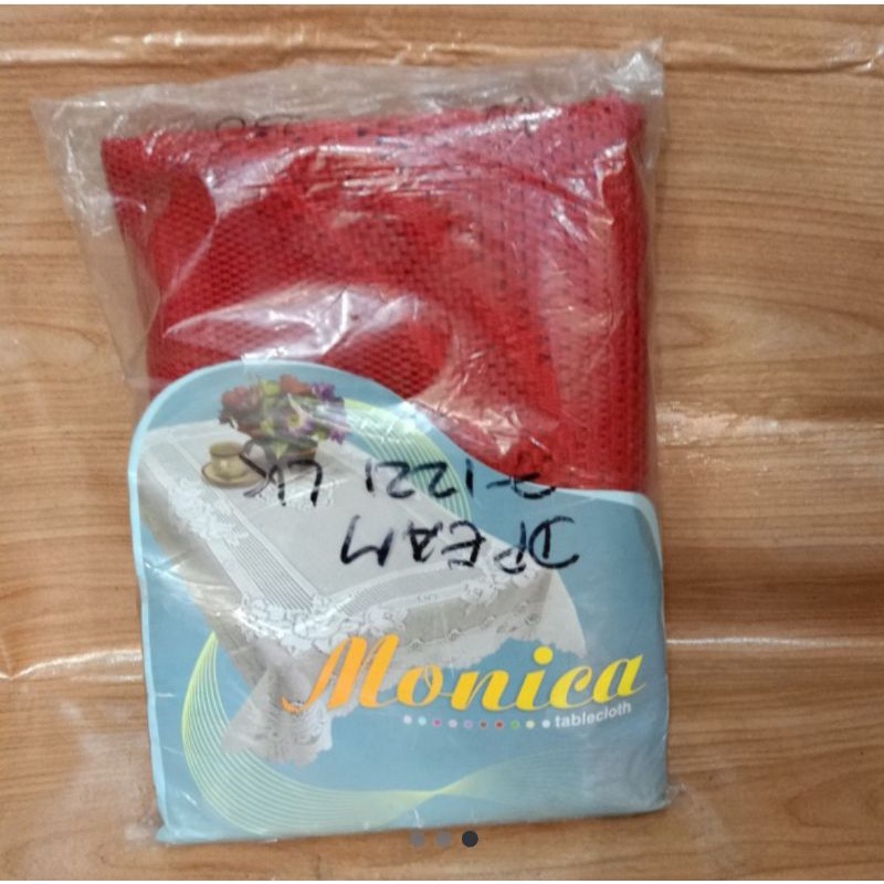 Renda taplak meja bulat diameter 180cm kain merah "MONICA"