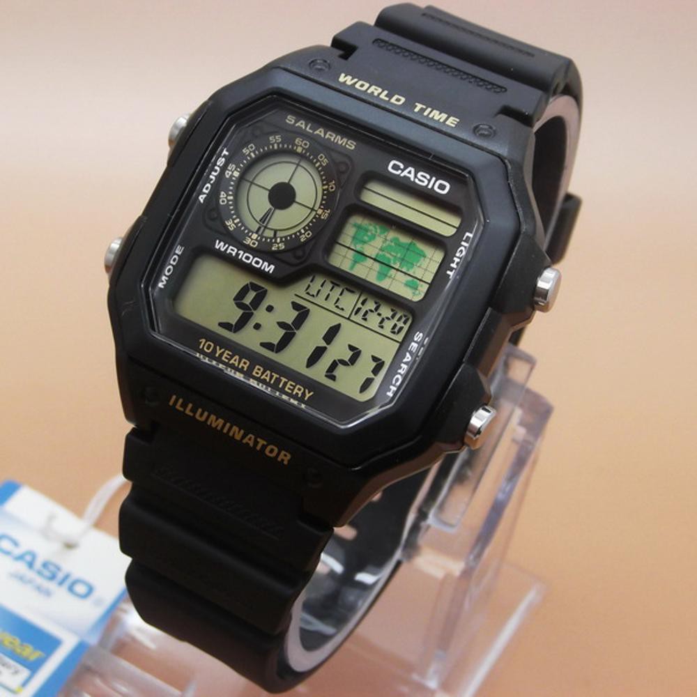 JAM TANGAN CASIO AE 1200 ORIGINAL BLACK GOLD Limited