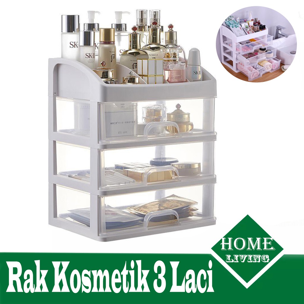 (HOKO) Rak Kosmetik Multifungsi Rak Kosmetik 3 Laci Rak Kosmetik Susun Rak Kosmetik