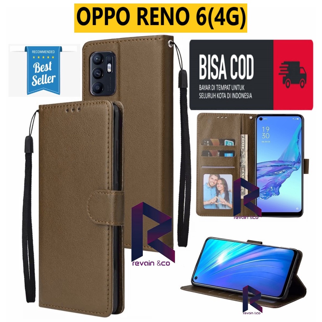 CASING NEW OPPO RENO 6 4G FLIP WALLET LEATHER KULIT PREMIUM SARUNG BUKA TUTUP FLIP CASE OPPO RENO 6 4G