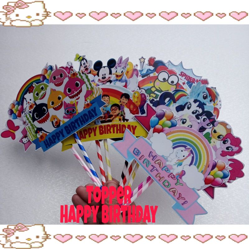 

Topper kue karakter/hiasan kue/cake topper/Topper happy birthday