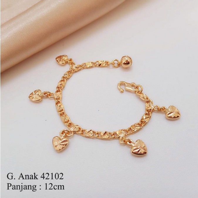 Gelang Tangan Anak Lapis Emas Motif Gepeng Mainan Love