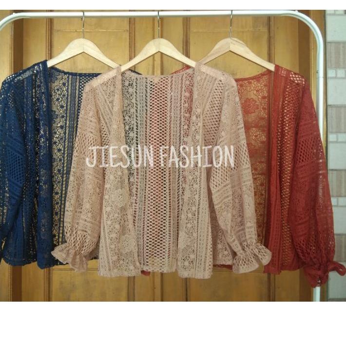 「Stok Tersedia」 CARDI LACE OUTER BRUKAT PENDEK || KARDIGAN BRUKAT PENDEK LENGAN BALON || LENGAN CROP