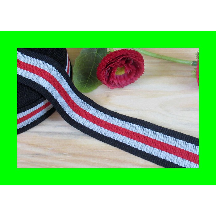 Pita Trim striped Biru Merah dan putih 2 cm (PITA-229) TDD Scrapebook