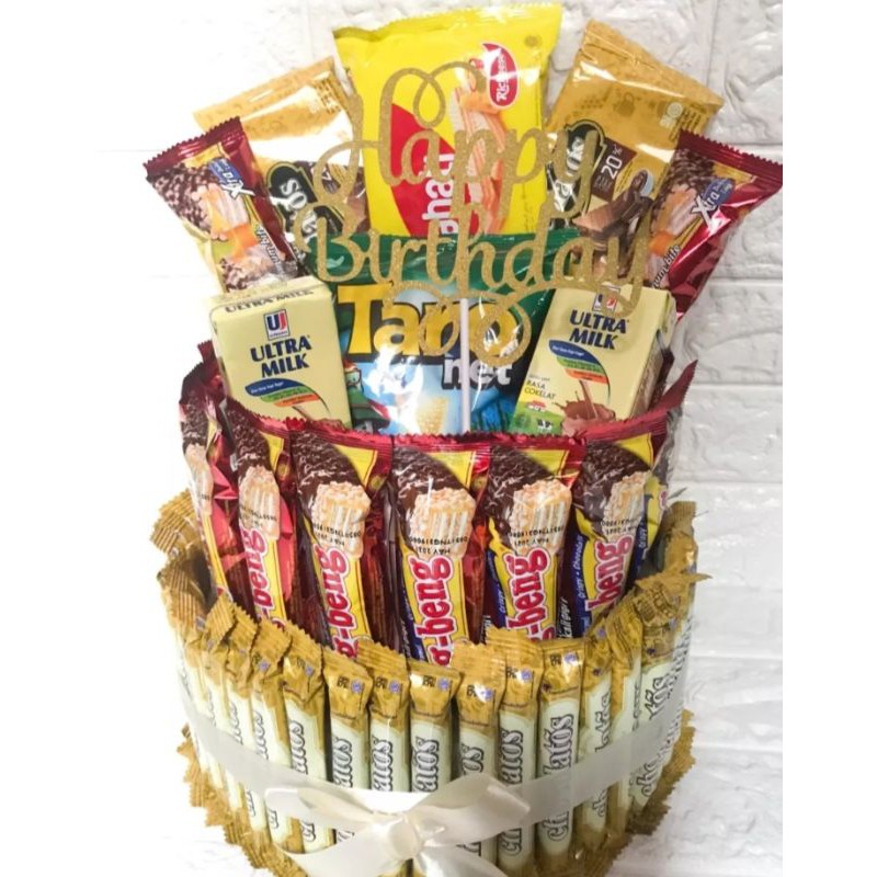 Kue Ulang Tahun 3 Tingkat-Buket 3 Tingkat-Buket Snack Kue-Bucket Snack