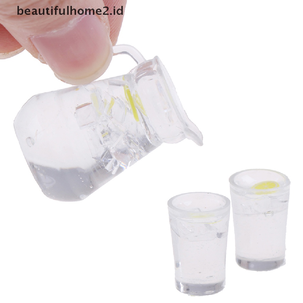 [beautifulhome2.id] 3pc/set Dollhouse Miniature food lemon Juice Jug cup for Dollhouse Furniture ID