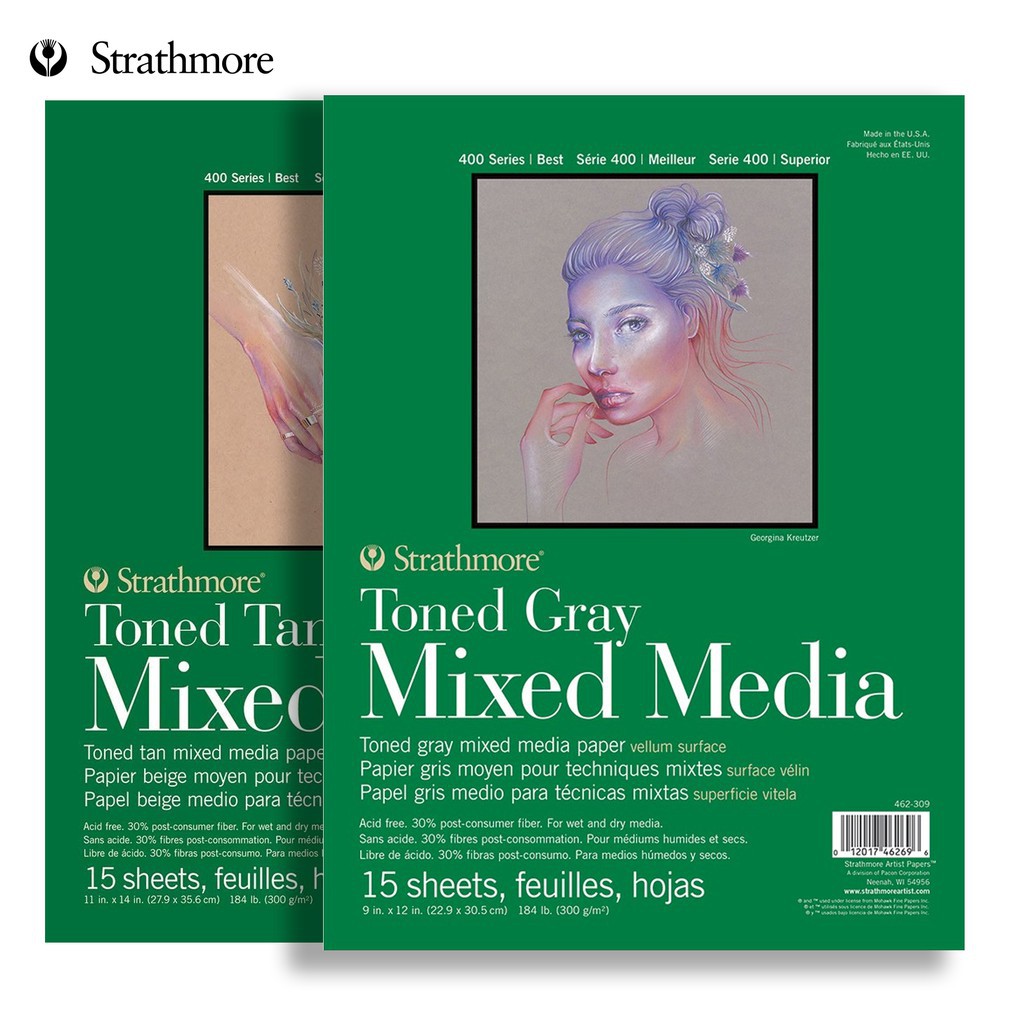 

Strathmore - Toned Mixed Media Paper Pad 400 series (Tan / Gray / Blue)