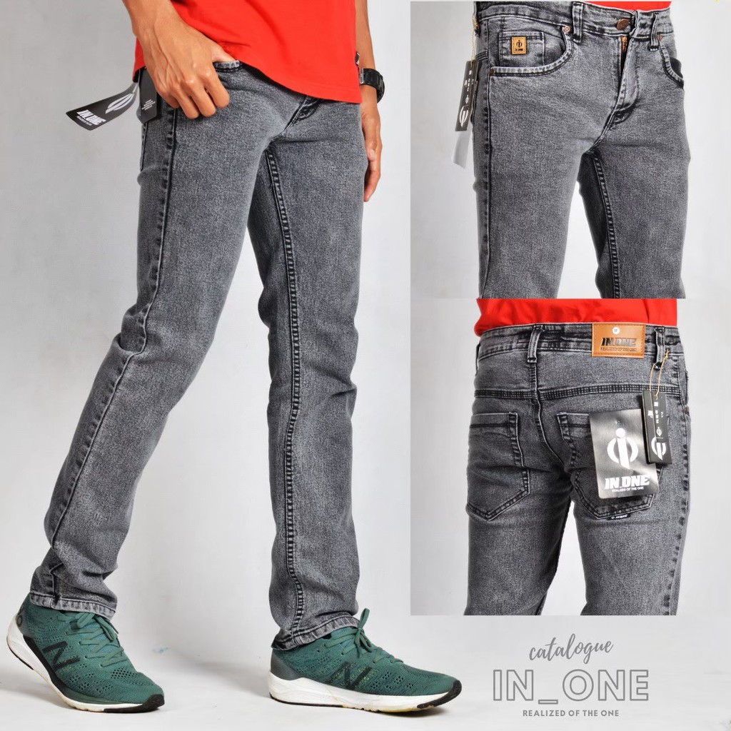 In One Celana Soft Jeans Denim Pria Grey Spray Sk 246 S