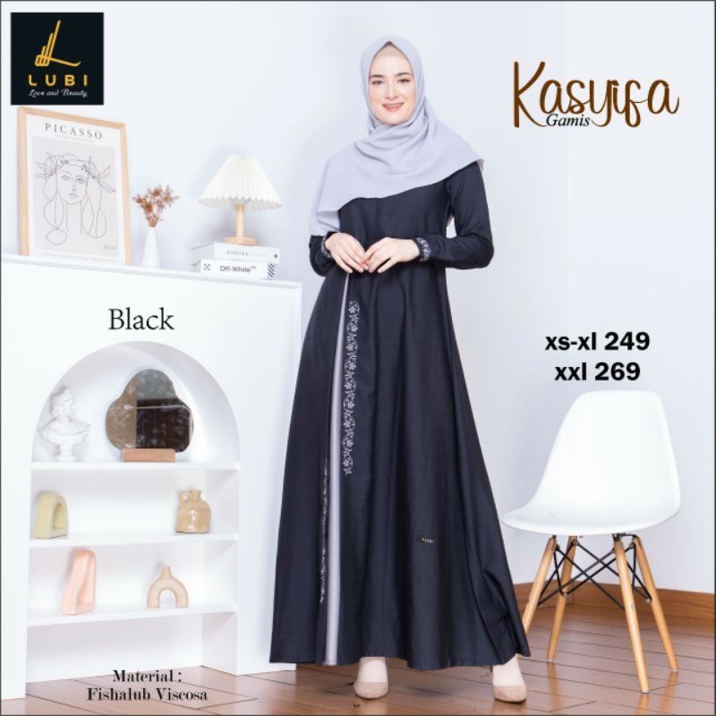 READY STOK Gamis Kasyifa Black. Gamis lubi Kasyifa