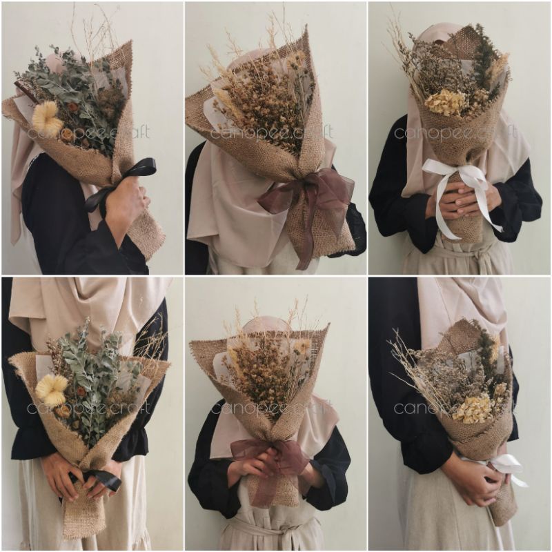 BUKET BUNGA KERING BESAR WRAP GONI DRIED FLOWER BOUQUET WISUDA