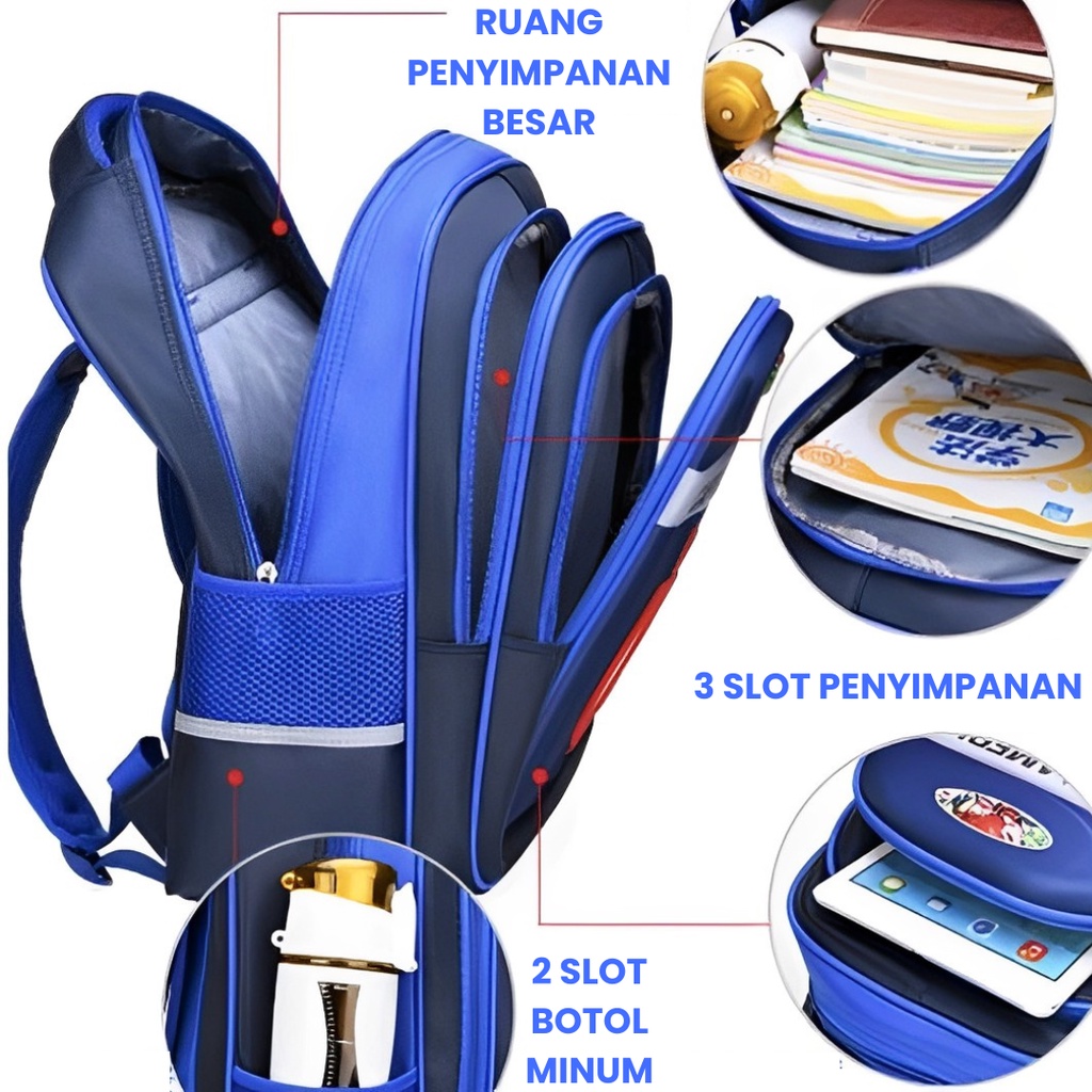 Tas Sekolah Karakter Superhero DB 6123 Size SD Tas Anak Import