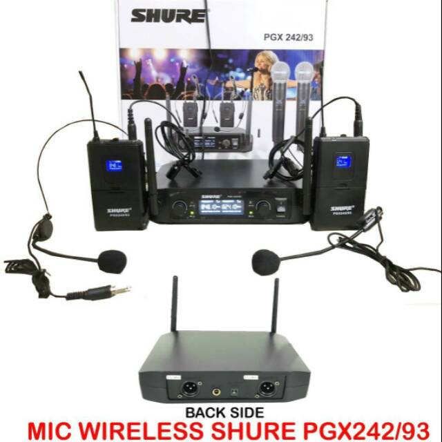 Mic Wireless Shure PGX-242/93 -- 2buah Mic Clip on + 2buah Mic Headset