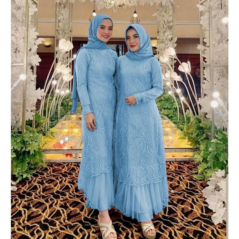 Maxi Geraldine /Maxi Aldine /Gamis Tille Mutiara /Gamis Motif Bordir Import