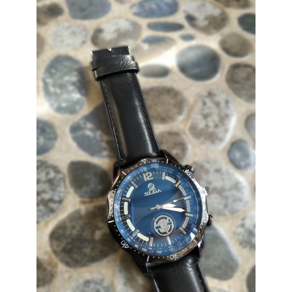 Jam Tangan Pria Polos Modis Tali Kulit QUARTZ Kasual Jam Formal Merek Mewah Pria Olahraga Kedap Air